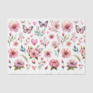 Papel de seda floral rosa elegante