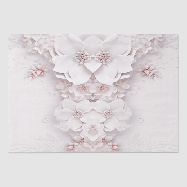 Papel de seda floral rosa marfil rubor (Anverso)
