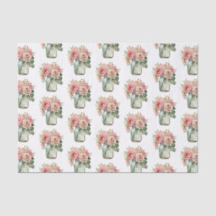 Papel De Seda Floral rosa Mason Jar