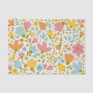 Papel de seda floral rosa pastel azul amarillo lin