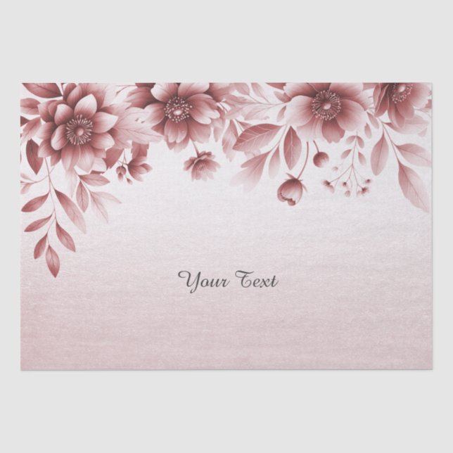 Papel de seda floral rosa polvoriento (Anverso)