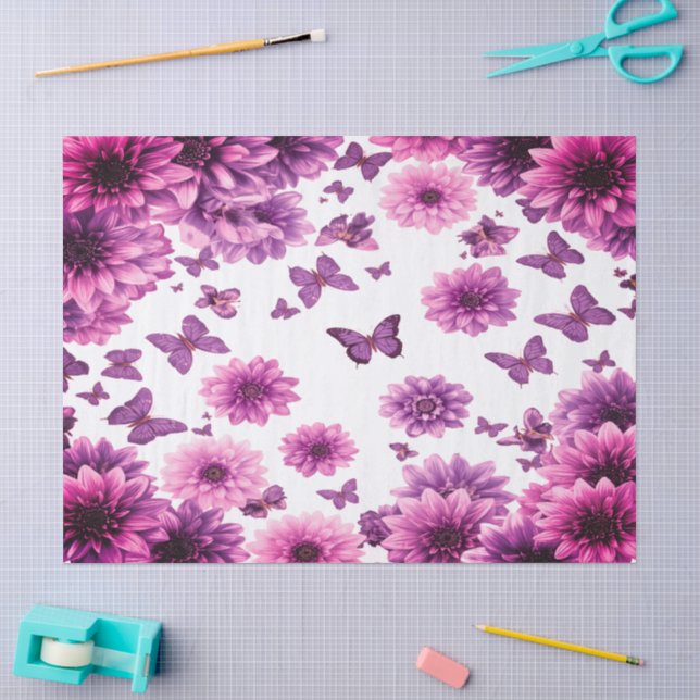 Papel De Seda Floral Rosa Romántica (Artesanía)