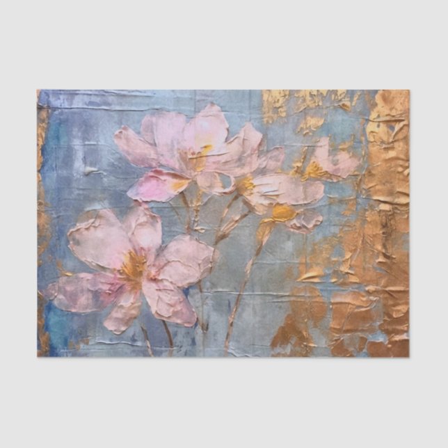 Papel De Seda Floral Rosa Texturizado (Anverso)