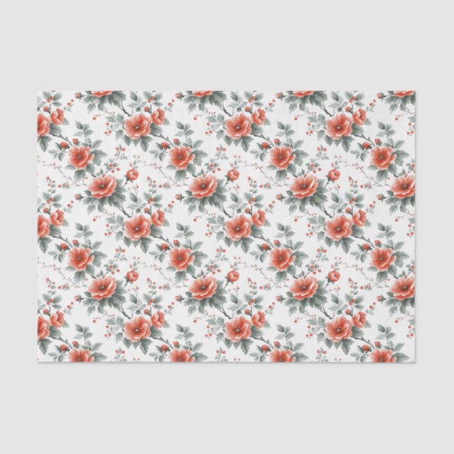 Papel De Seda Floral rosa ventilado (Anverso)