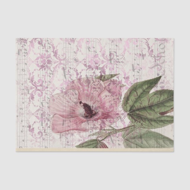 Papel De Seda Floral rosa vintage (Anverso)