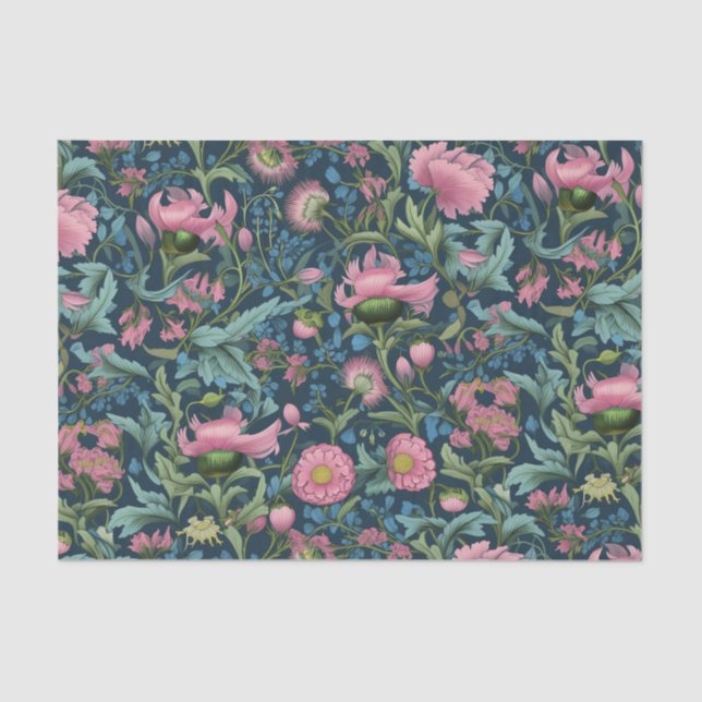 Papel De Seda Floral rosa vintage (Anverso)