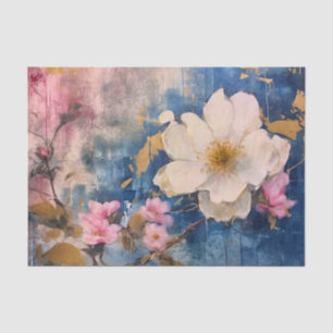 Papel De Seda Floral rosa y blanca