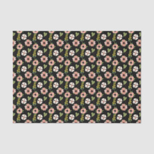 Papel De Seda Floral rosa y negra