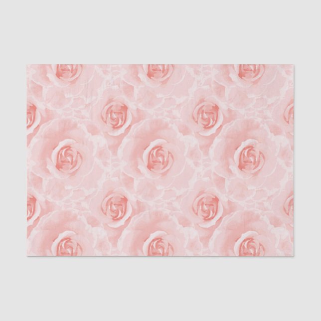 Papel de seda floral rosas pálidas acuarela (Anverso)