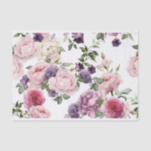Papel de seda floral Rosas Purpura y Rosa