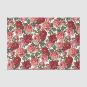 Papel de seda floral Rosas rojas y rosadas