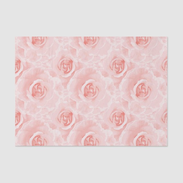 Papel de seda floral rosas rosadas pálido acuarela (Anverso)