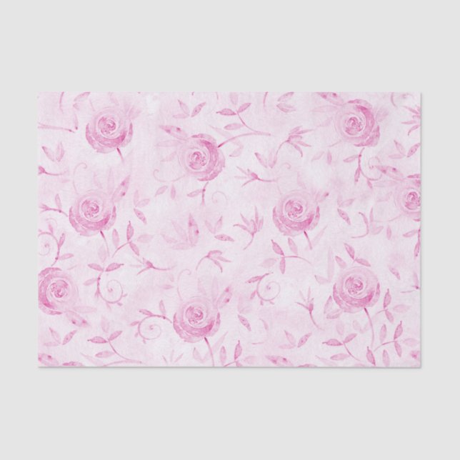 Papel De Seda Floral Rubor Rosa Rosa Rosa Elegante Decoupage Dam (Anverso)
