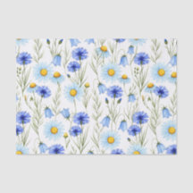 Floral silvestre acuarela azul