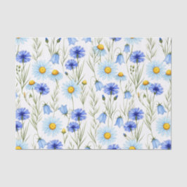 Papel De Seda Floral silvestre acuarela azul