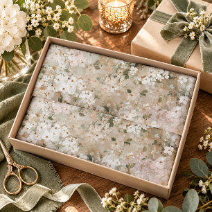 Papel De Seda Floral Silvestre Blanca Vintage Neutral