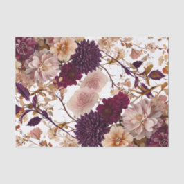Papel De Seda Floral Silvestre Rústica Burgundy y Rosado Boda