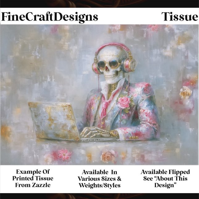 Papel De Seda Floral Skeleton in Headphones EQ9L Decoupage (Subido por el creador)