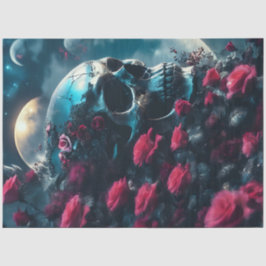 Papel De Seda Floral Skull