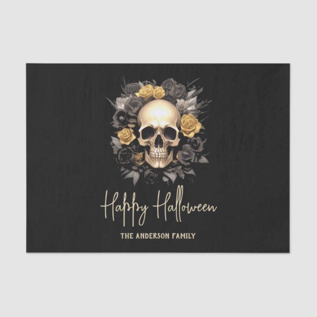 Papel De Seda Floral Skull Halloween Party (Anverso)