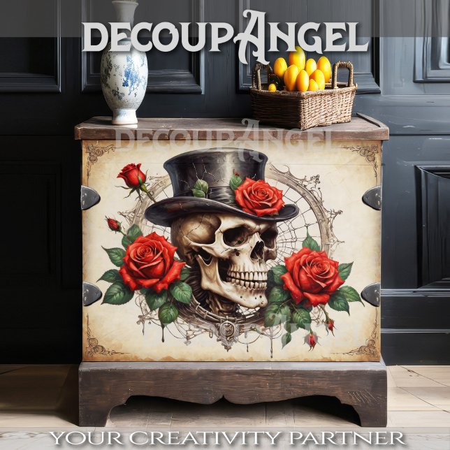 Papel De Seda Floral Skull Oscura Elegancia (Subido por el creador)