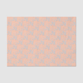 Papel De Seda Floral Spray Style 1,Peach-White-TISSUE WRAP PAPER