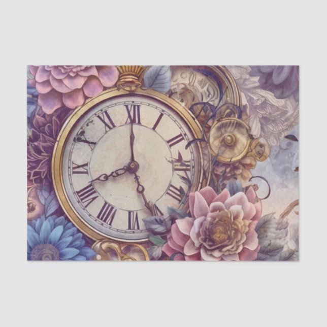 Papel De Seda Floral Steampunk (Anverso)