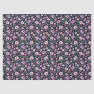Papel De Seda Floral suave morada y rosa