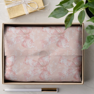 Papel De Seda Floral Toile de Bow Vintage Decoupage Melocotón