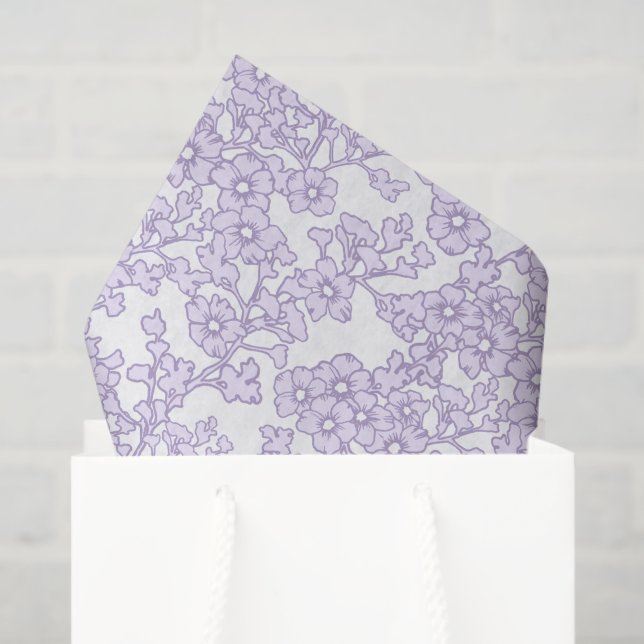 Papel De Seda Floral Trellis Purple - White (Bolsa de regalo)