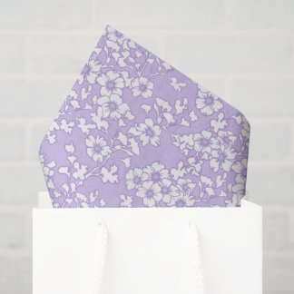 Papel De Seda Floral Trellis White - Purple