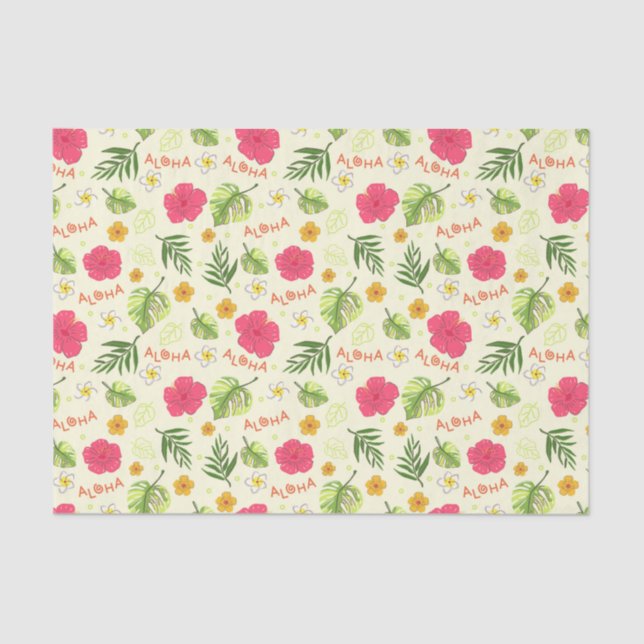 Papel De Seda Floral Tropical Hawaiano (Anverso)