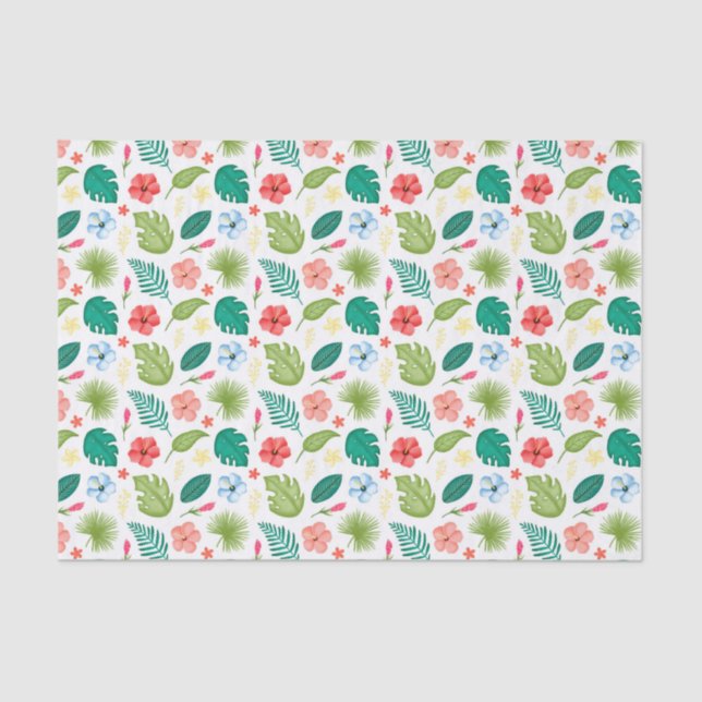 Papel De Seda Floral Tropical Hawaiano (Anverso)