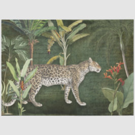 Papel De Seda Floral tropical leopardo y desenlace de selva foll