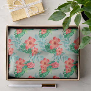 Papel De Seda Floral tropical roja en sabio