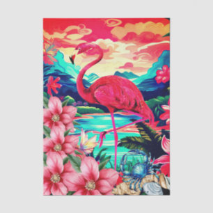 Papel De Seda Floral Tropical Vibrante Flamenco Rosa Decoupage