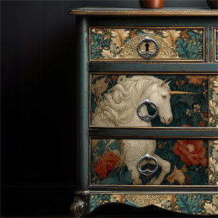 Papel De Seda Floral unicornio estilo William Morris