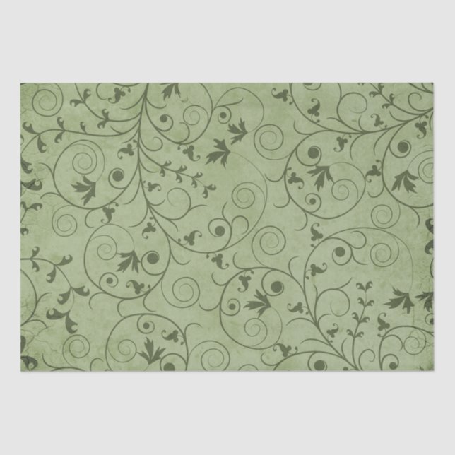 Papel De Seda Floral verde (Anverso)