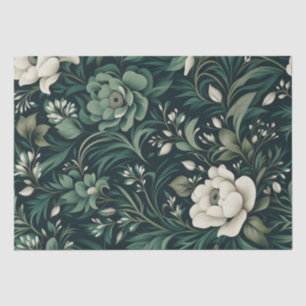 Papel De Seda Floral verde de esmeralda oscura