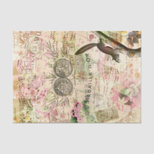 Papel De Seda Floral vintage con ardilla