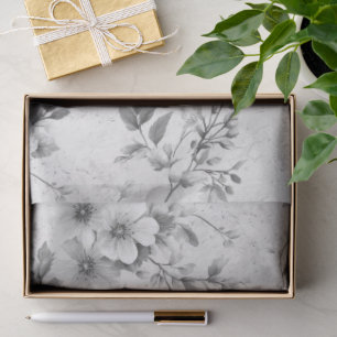 Papel De Seda Floral Vintage Gris