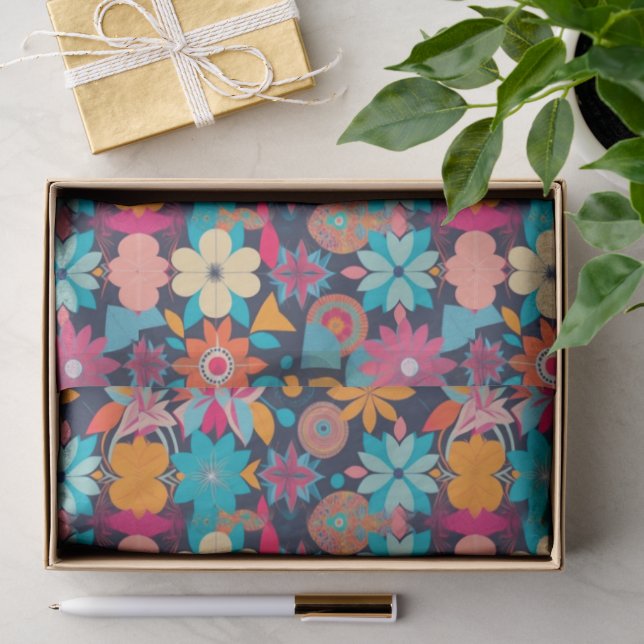 Papel De Seda Floral y Geométrico de los 60 (Regalo )