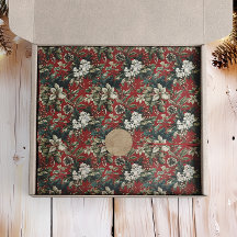 Floral y pinecona de Navidades tradicionales rojos