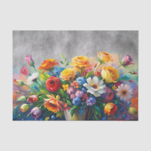 Papel De Seda Florales 3D Coloridos sobre Fondo Gris Carbón