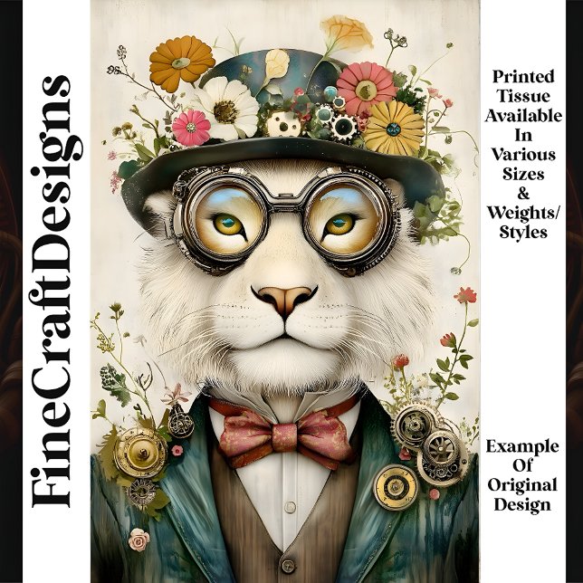 Papel De Seda Florales Caprichosos Boho Steampunk León M1 Decoup (Subido por el creador)