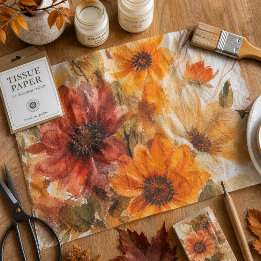 Papel De Seda Florales de Otoño en Acuarela