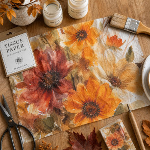 Papel De Seda Florales de Otoño en Acuarela 