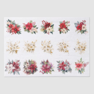 Papel De Seda Florales Navideños Decorativos para Decoupage de C