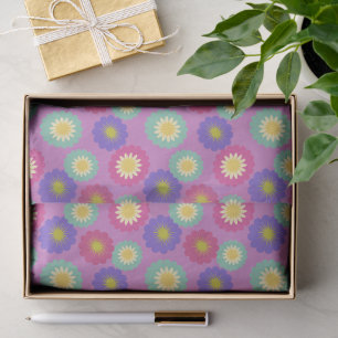 Papel De Seda Florales Retro Coloridos en Morados Rosas Verdes