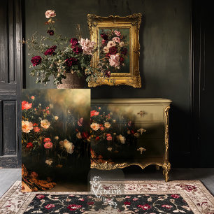 Papel De Seda Florales románticos vintage oscuros barrocos